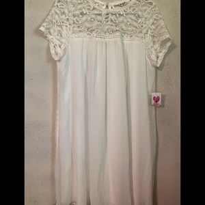 White shift sheer dress